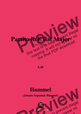 page one of Hummel-Partita,in E flat Major,S.48,for 3 Horns