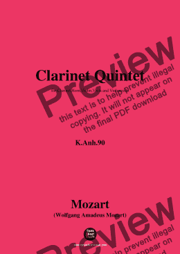 page one of W. A. Mozart-Clarinet Quintet,K.Anh.90,for Clarinet,Horn,Violin,Viola and Cello