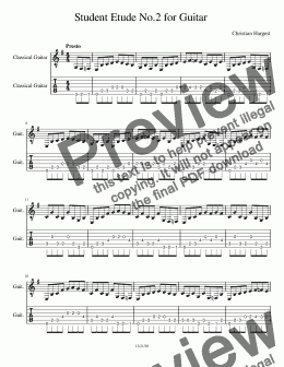 page one of Student Etude No.2 for Classical Guitar