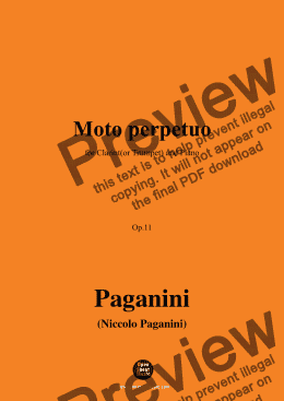 page one of Paganini-Moto perpetuo,Op.11,for Clarint(or Trumpet) and Piano