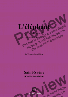 page one of Saint-Saëns-L'éléphant(The Elephant),for Cello and Piano