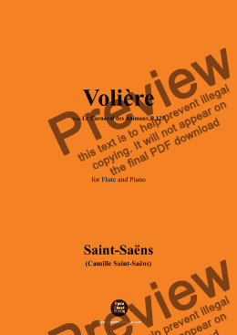 page one of Saint-Saëns-Volière,R.125',for Flute and Piano