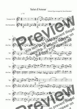 page one of Salut d'Amour for Trumpet and Alto Saxophone Duet