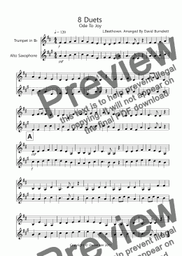 page one of 8 Easy Duets for Trumpet and Alto Saxophone