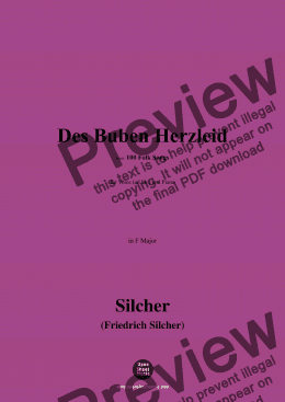 page one of Silcher-Des Buben Herzleid,for Voice(ad lib.) and Piano