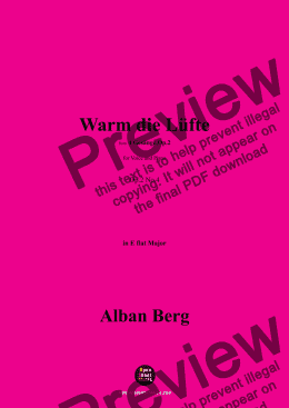 page one of Alban Berg-Warm die Lüfte(1910),in E flat Major,Op.2 No.4