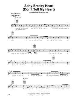 page one of Achy Breaky Heart (Don't Tell My Heart) (Easy Guitar)