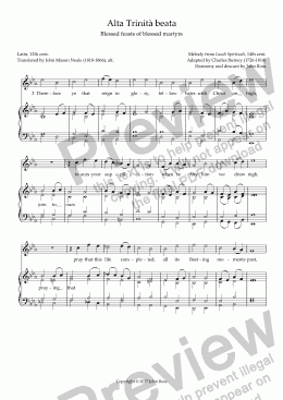 page one of Alta Trinita beata (Blessed feasts of blessed martyrs) - Reharmonisation and descant