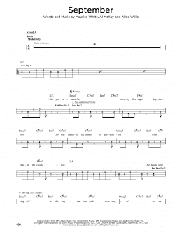 page one of September (Easy Bass Tab)