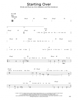 page one of Starting Over (Easy Bass Tab)