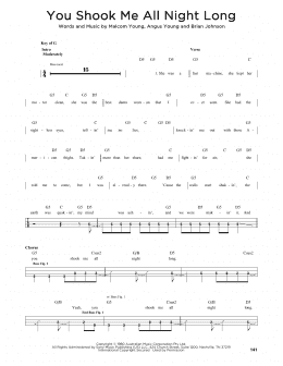 page one of You Shook Me All Night Long (Easy Bass Tab)