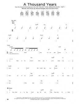 page one of A Thousand Years (Guitar Cheat Sheet)