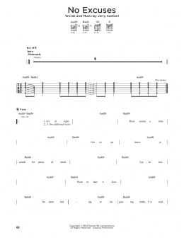 page one of No Excuses (Guitar Cheat Sheet)