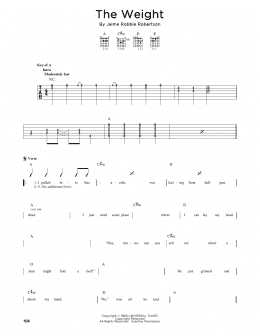 page one of The Weight (Guitar Cheat Sheet)