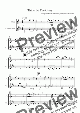 page one of Thine Be The Glory for Flute and Clarinet Duet