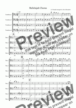 page one of Hallelujah Chorus for Trombone Quartet