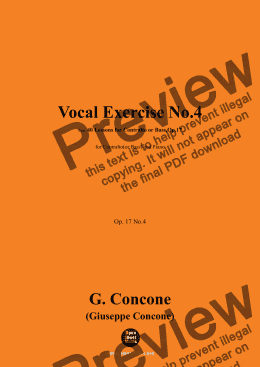 page one of G. Concone-Vocal Exercise No.4,for Contralto(or Bass) and Piano