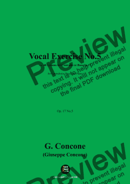 page one of G. Concone-Vocal Exercise No.5,for Contralto(or Bass) and Piano