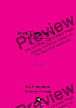 page one of G. Concone-Vocal Exercise No.7,for Contralto(or Bass) and Piano