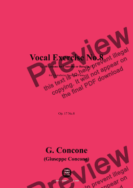 page one of G. Concone-Vocal Exercise No.8,for Contralto(or Bass) and Piano