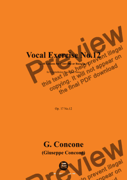 page one of G. Concone-Vocal Exercise No.12,for Contralto(or Bass) and Piano