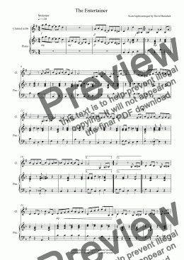 page one of The Entertainer for Clarinet and Piano