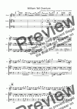 page one of William Tell Overture for Flute, Violin and Cello Trio