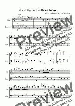 page one of Christ the Lord is Risen Today for Flute and Bassoon Duet