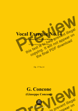 page one of G. Concone-Vocal Exercise No.14,for Contralto(or Bass) and Piano