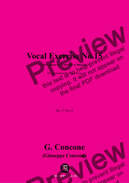 page one of G. Concone-Vocal Exercise No.15,for Contralto(or Bass) and Piano