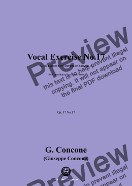 page one of G. Concone-Vocal Exercise No.17,for Contralto(or Bass) and Piano