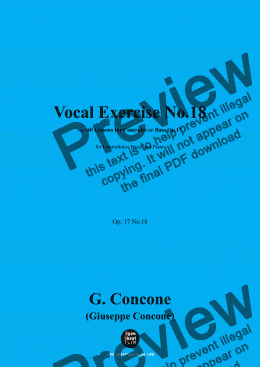 page one of G. Concone-Vocal Exercise No.18,for Contralto(or Bass) and Piano