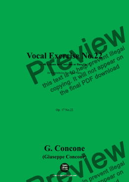 page one of G. Concone-Vocal Exercise No.22,for Contralto(or Bass) and Piano