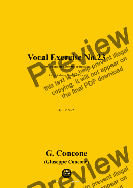 page one of G. Concone-Vocal Exercise No.23,for Contralto(or Bass) and Piano