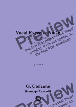 page one of G. Concone-Vocal Exercise No.26,for Contralto(or Bass) and Piano