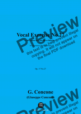 page one of G. Concone-Vocal Exercise No.27,for Contralto(or Bass) and Piano