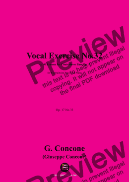 page one of G. Concone-Vocal Exercise No.32,for Contralto(or Bass) and Piano