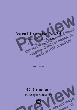 page one of G. Concone-Vocal Exercise No.34,for Contralto(or Bass) and Piano