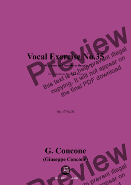 page one of G. Concone-Vocal Exercise No.35,for Contralto(or Bass) and Piano