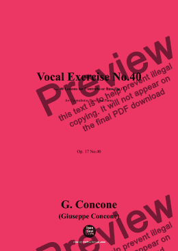 page one of G. Concone-Vocal Exercise No.40,for Contralto(or Bass) and Piano