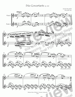 page one of Duo Concertante for 2 flutes  Opus 100