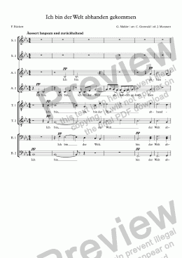 page one of Ich bin der Welt abhanden gekommen (arr. for 8-part choir)