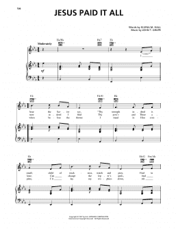 page one of Jesus Paid It All (Piano, Vocal & Guitar Chords (Right-Hand Melody))