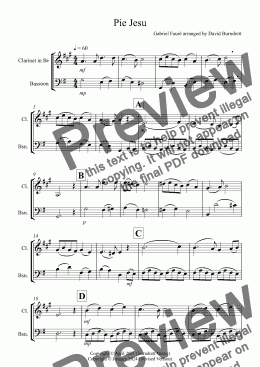 page one of Pie Jesu (from Requiem) for Clarinet and Bassoon Duet