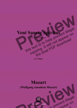 page one of W. A. Mozart-Veni Sancte Spiritus,for Voices and Piano