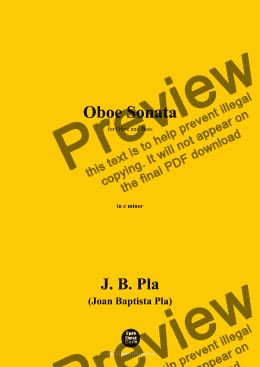 page one of J. B. Pla-Oboe Sonata,in c minor,for Oboe and Bass