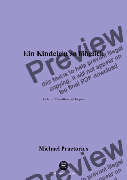 page one of M. Praetorius-Ein Kindelein so löbelich,for Mixed Chorus,Brass and Timpani