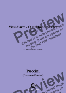 page one of G. Puccini-Vissi d'arte & O mio babbino caro,for Oboe,Violin,Viola and Cello