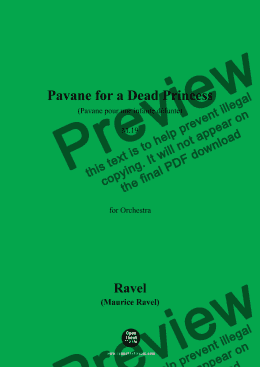 page one of Ravel-Pavane pour une infante défunte(Pavane for a Dead Princess),M.19,for Orchestra