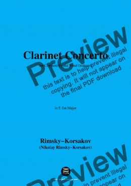 page one of Rimsky-Korsakov-Clarinet Concerto,for B flat Clarinet and Wind Orchestra